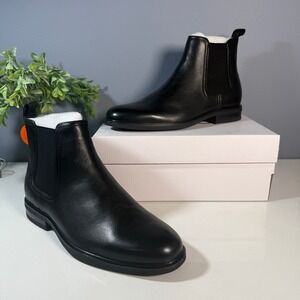 ALDO Bristoll Ankle Boot Men Black Leather Elastic Gore Size 10E Chelsea Style